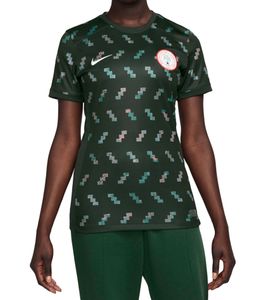 NIKE Nigeria Away Jersey 2023 Women's Sustainable Sports Shirt Training Shirt with DRI-FIT Technology Breathable Football Jersey with Pattern Slim Fit DX0708-382 Dark Green/Pink/Blue