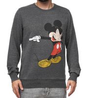 RE:COVERED X DISNEY Men's Crew Neck Sweater with MICKEY MOUSE Print, Everyday Sweater with Cotton Content, MMDIS2486 Gray
