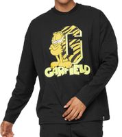 RE:COVERED X Nickelodeon Men's Crew Neck Shirt with Garfield Print, Cotton Long Sleeve MMNICK323, Black