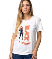 RE:COVERED X MARVEL Women's T-Shirt with "Black Widow" Print, Cotton T-Shirt, Short-Sleeved Shirt, MMMARV1122, Ecru-White