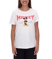 RE:COVERED X Disney Women's T-Shirt with Mickey Mouse Print, Cotton Crew Neck, MMDIS2587 Off-White