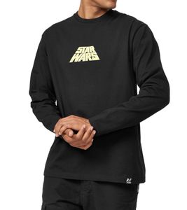 RE:COVERED X STAR WARS Herren Rundhals-Shirt mit Poster-Print Baumwoll-Longsleeve MMSTW2446 Schwarz