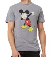 RE:COVERED X Disney Men's T-Shirt with Mickey Mouse Print, Cotton Crew Neck, PCDIS1149 Gray