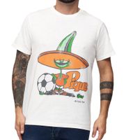 RE:COVERED X FIFA World Cup 1986 Men's T-Shirt with Large Mascot Print, Cotton Shirt, Short-Sleeved Shirt, PCFFA132, Ecru-White