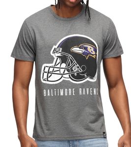 RE:COVERED X NFL Ravens Men's T-Shirt with Logo Lettering, Cotton Crew Neck, MMNFL1187 Gray