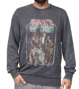 RE:COVERED X STAR WARS Men's Crew Neck Sweater, Return of the Jedi Knight Print, Everyday Sweater with Cotton Content, MMSTW2330 Gray