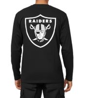 RE:COVERED NFL RAIDERS SHIELD Men's Sustainable Crew Neck Shirt with Team Logo, Cotton Long-Sleeve Pullover MMNFL1135 Black