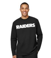 RE:COVERED NFL RAIDERS SHIELD Men's Sustainable Crew Neck Shirt with Team Logo, Cotton Long-Sleeve Pullover MMNFL1135 Black