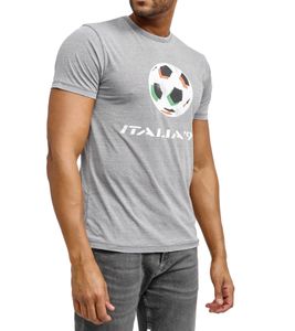 RE:COVERED X FIFA World Cup 1990 Men's T-Shirt with Large Ball Print, Cotton Shirt, Short-Sleeved Shirt, PCFFA134 Gray