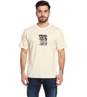 RE:COVERED X ACDC Men's T-Shirt with ACDC Band Print, Cotton Shirt with Large Lettering, Crew Neck Shirt, MMPER771 Beige