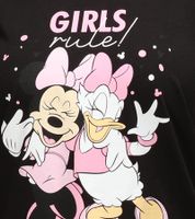 RE:COVERED X Disney Women's T-Shirt with "Girls Rule" Print, Cotton T-Shirt, Crew Neck, Short Sleeve, RCDIF2073 Black