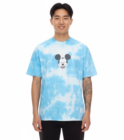 RE:COVERED X Disney Herren T-Shirt mit Mickey Mouse Print Baumwoll-Shirt Rundhals-Shirt MMDIS2787 Blau