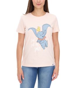 RE:COVERED X Disney Women's T-Shirt with Dumbo Print, Cotton Crew Neck, RCDIF2069 Pink