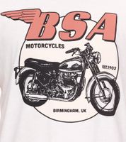 RE:COVERED X BSA Men's T-Shirt with Birmingham Motorcycle Print, Cotton Crew Neck T-Shirt MMBSA296, Ecru-White