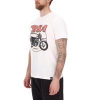 RE:COVERED X BSA Men's T-Shirt with Birmingham Motorcycle Print, Cotton Crew Neck T-Shirt MMBSA296, Ecru-White
