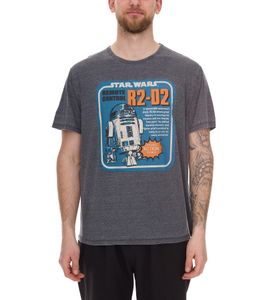 RE:COVERED X STAR WARS Men's T-Shirt with R2D2 Print, Cotton Shirt, Short-Sleeved Shirt AKSTW2229 Dark Gray