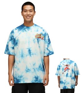 RE:COVERED X CAPCOM Men's T-Shirt with Street Fighter Vega Print, Cotton Crew Neck T-Shirt MMDIF1879 Blue