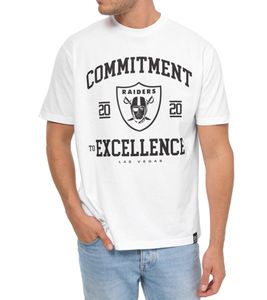 RE:COVERED X NFL Las Vegas Raiders Men's T-Shirt with Logo Print, Cotton Crew Neck, MMNFL1211 White