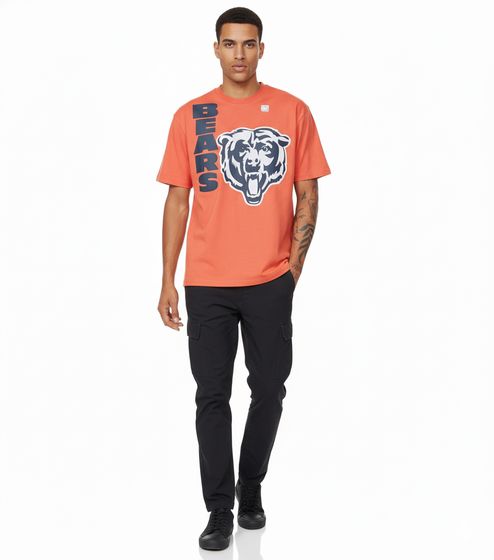 RE:COVERED X NFL Herren T-Shirt mit großem BEARS Logo-Print Baumwoll-Shirt Rundhals-Shirt MMNFL1140 Orange
