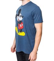 RE:COVERED X Disney Men's T-Shirt with Mickey Mouse Print, Cotton Crew Neck Shirt PCDIS1155-2, Heather Dark Blue