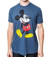 RE:COVERED X Disney Men's T-Shirt with Mickey Mouse Print, Cotton Crew Neck Shirt PCDIS1155-2, Heather Dark Blue