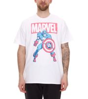 RE:COVERED X MARVEL Men's T-Shirt with MARVEL & Captain America Figure Print, Cotton Shirt, Short-Sleeved Shirt, IFMMMARV1104 White