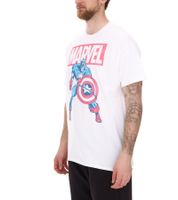 RE:COVERED X MARVEL Men's T-Shirt with MARVEL & Captain America Figure Print, Cotton Shirt, Short-Sleeved Shirt, IFMMMARV1104 White