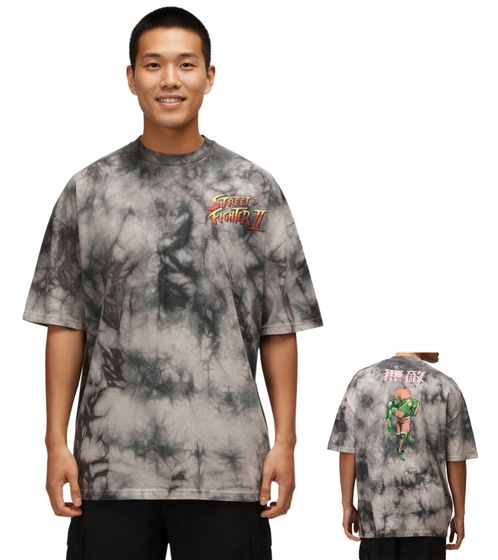 RE:COVERED X CAPCOM Herren T-Shirt mit Street Fighter Blanka-Print Baumwoll-Shirt Rundhals-Shirt MMDIF1880 Grau
