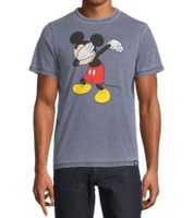 RE:COVERED X Disney Herren T-Shirt mit Mickey Mouse Print Baumwoll-Shirt Rundhals-Shirt PCDIS1851 Dunkelblau-meliert