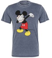 RE:COVERED X Disney Herren T-Shirt mit Mickey Mouse Print Baumwoll-Shirt Rundhals-Shirt PCDIS1851 Dunkelblau-meliert