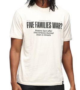 RE:COVERED X Le Parrain Chemise en coton à manches courtes pour homme avec grand imprimé en lettres MMVCM306 Beige