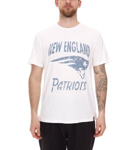 RE:COVERED X NFL New England Patriots Herren T-Shirt mit Logo-Print Baumwoll-Shirt Rundhals-Shirt PCNFL920 Ecru-Weiß