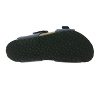 Sandalias mules para niños BIRKENSTOCK New York, fabricadas en Alemania, de piel, de ancho estrecho, color azul 87773