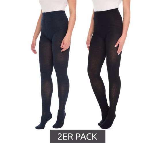 2er Pack ROGO X LAVANA Damen Baumwoll-Strumpfhose bequeme Strumpf-Hose 542819 Schwarz/Grau