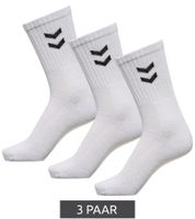 18 pares de calcetines deportivos hummel Basic, calcetines de algodón, calcetines de uso diario con letras de la marca 205603 o chevrones en contraste 022030 en blanco o negro