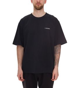 T-shirt homme STONES, chemise simple en coton avec col rond et logo brodé, chemise à manches courtes, 240 g/m², oversize, noir