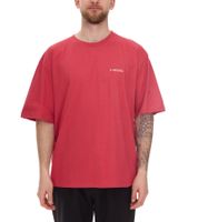 T-shirt homme STONES, chemise simple en coton avec col rond et logo brodé, chemise à manches courtes, 240 g/m², rouge oversize