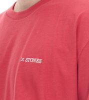 T-shirt homme STONES, chemise simple en coton avec col rond et logo brodé, chemise à manches courtes, 240 g/m², rouge oversize