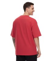 STONES men's T-shirt, simple cotton shirt with round neck and embroidered logo, short-sleeved shirt, 240gsm, oversized red