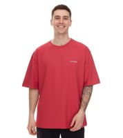 STONES men's T-shirt, simple cotton shirt with round neck and embroidered logo, short-sleeved shirt, 240gsm, oversized red