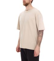 T-shirt homme STONES, chemise simple en coton à col rond et logo brodé, chemise à manches courtes, 240 g/m², beige oversize