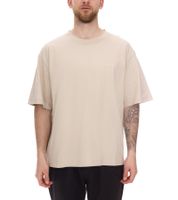 T-shirt homme STONES, chemise simple en coton à col rond et logo brodé, chemise à manches courtes, 240 g/m², beige oversize