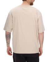 T-shirt homme STONES, chemise simple en coton à col rond et logo brodé, chemise à manches courtes, 240 g/m², beige oversize
