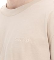 T-shirt homme STONES, chemise simple en coton à col rond et logo brodé, chemise à manches courtes, 240 g/m², beige oversize