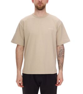 T-shirt homme STONES, chemise classique en coton à col rond avec logo brodé, chemise à manches courtes 240 g/m², beige oversize T-shirt homme STONES, chemise classique en coton à col rond avec logo brodé, chemise à manches courtes 240 g/m², beige oversize