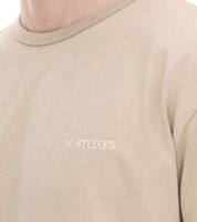 T-shirt homme STONES, chemise classique en coton à col rond avec logo brodé, chemise à manches courtes 240 g/m², beige oversize