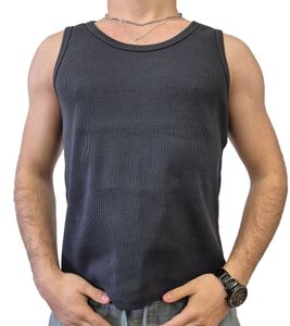 Débardeur homme STONES en coton, col rond, tricot côtelé, gris foncé