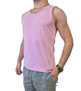 STONES Herren Tank Top Baumwoll-Shirt Rundhals-Top Achsel-Shirt Unterhemd Pink