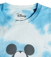 RE:COVERED X Disney T-shirt homme avec imprimé Mickey Mouse Chemise en coton au look batik Chemise à col rond Bleu foncé, bleu batik ou gris