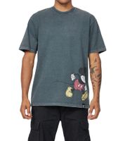 RE:COVERED X Disney T-shirt homme avec imprimé Mickey Mouse Chemise en coton au look batik Chemise à col rond Bleu foncé, bleu batik ou gris